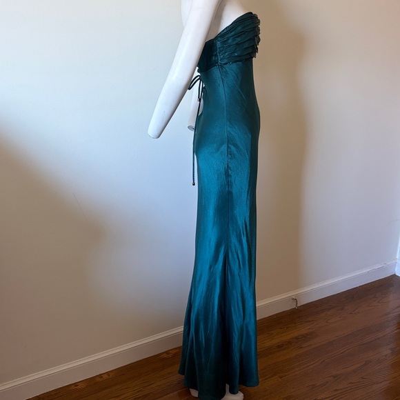 Hello Molly Seraphina Strapless Satin Maxi Dress Teal Size S New With Tag - Picture 10 of 15